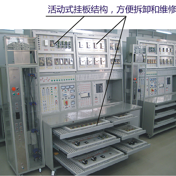 電梯電氣控制實訓(xùn)裝置(圖1) 電梯電氣控制實驗裝置,除塵除霧實驗裝置